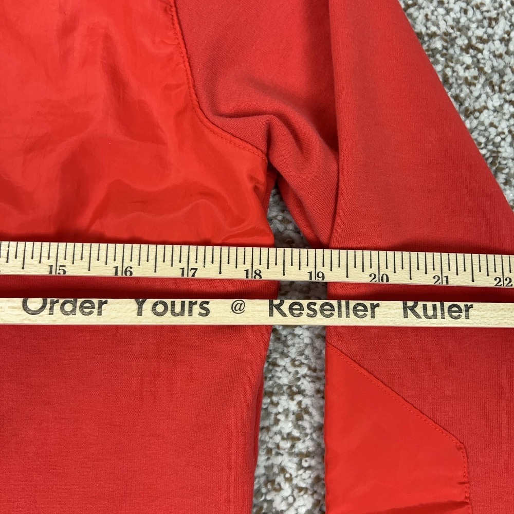 Nike Sweatshirt Womens Medium Red Crewneck Fleece Swoosh Logo Woven Panels Sport - Picture 9 of 10